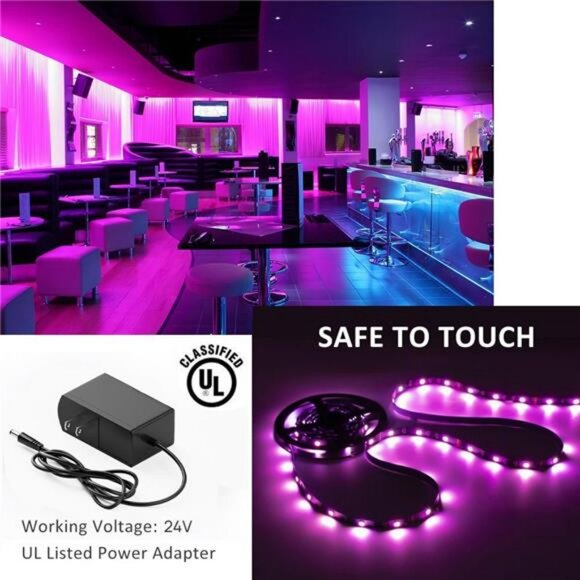 RGB LED Strip Lights 20ft Music Sync Color Changing App Control for Room Kitchen - Picture 6 of 8